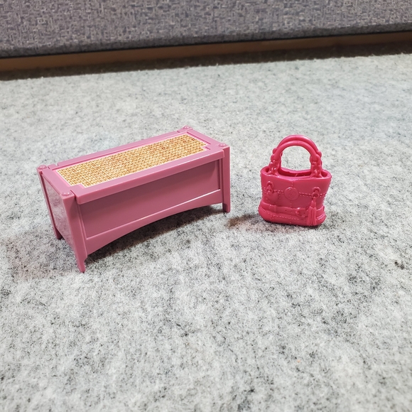 Fisher-Price Pink Doll Bench and Purse Set - from Parents' Bedroom set - Picture 1 of 3